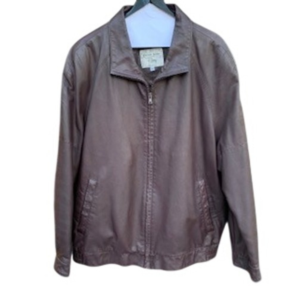 Patrick James by Remy Leather Mens Brown Bomber Jacket Size 42 Made in USA Zip